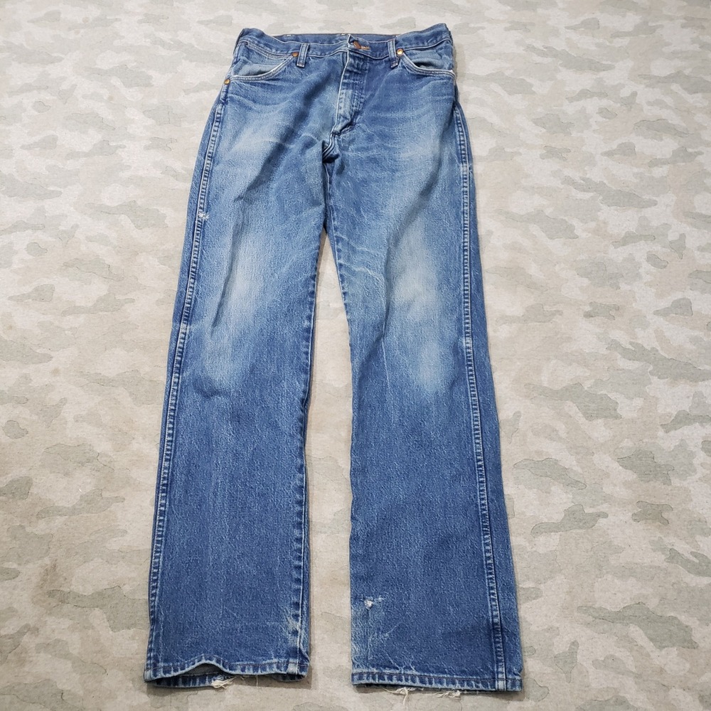 Vintage Wrangler Jeans Mens 32x34 Blue Cowboy Cut Straight Leg Denim Made USA